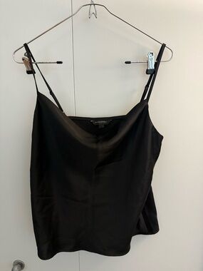 Banana Republic Black Satin Slip Cami with Adjustable Straps Cowl neck